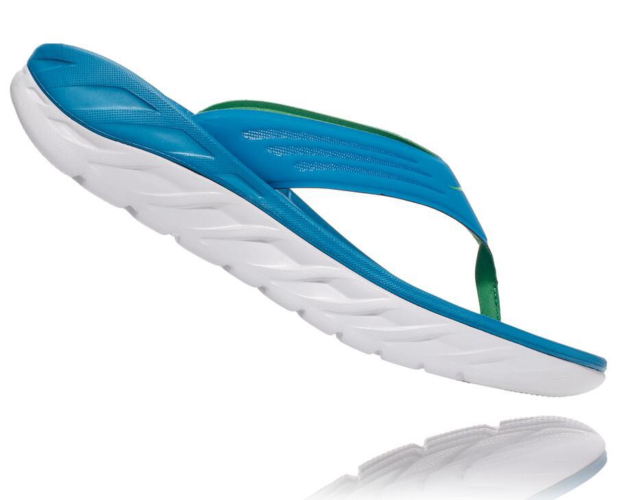 Sandals Mens - Hoka One One ORA Recovery Flip - Blue/White - SEBQKOV-21